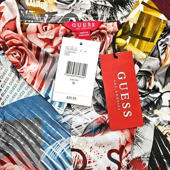 GUESS Men's Slim Fit Printed Short Sleeve MOMOKO Shirt Size XL NWT - Picture 7 of 13